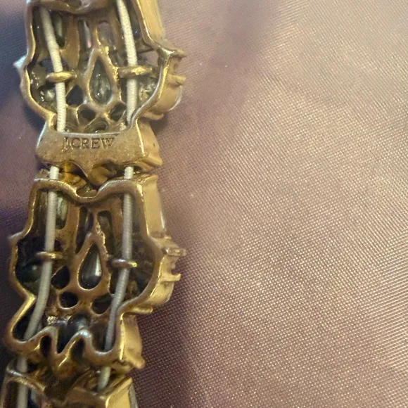 Vintage J. Crew Gold and Silver Crystal leaves stretch bracelet - Picture 8 of 8